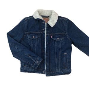 Levi’s dark wash sherpa trucker jacket